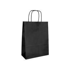 Bolsa papel q-connect celulosa negro l con asa retorcida 320x400x14 mm pack 25 unidades