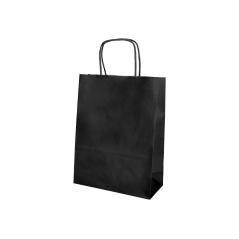 Bolsa papel q-connect celulosa negro l con asa retorcida 320x400x14 mm pack 25 unidades