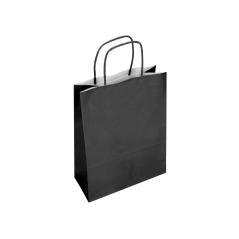 Bolsa papel q-connect celulosa negro l con asa retorcida 320x400x14 mm pack 25 unidades