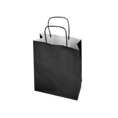 Bolsa papel q-connect celulosa negro l con asa retorcida 320x400x14 mm pack 25 unidades