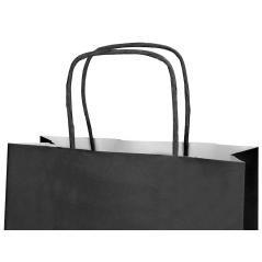 Bolsa papel q-connect celulosa negro l con asa retorcida 320x400x14 mm pack 25 unidades