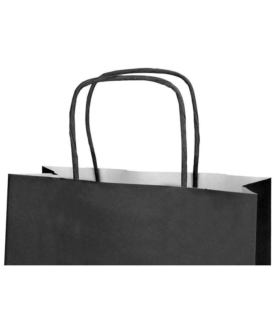 Bolsa papel q-connect celulosa negro l con asa retorcida 320x400x14 mm pack 25 unidades