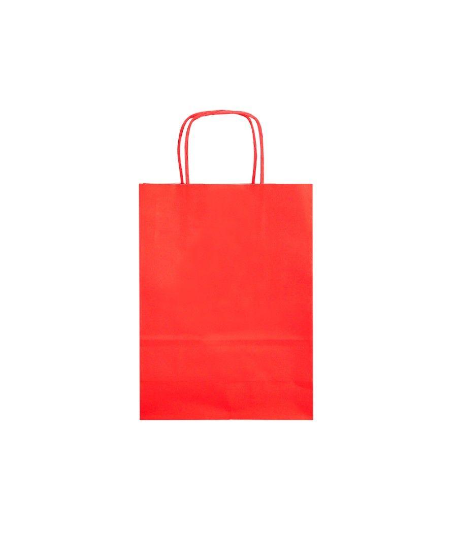 Bolsa papel q-connect celulosa rojo l con asa retorcida 320x400x14 mm pack 25 unidades