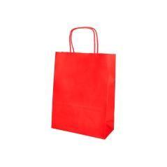 Bolsa papel q-connect celulosa rojo l con asa retorcida 320x400x14 mm pack 25 unidades