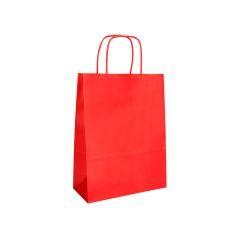 Bolsa papel q-connect celulosa rojo l con asa retorcida 320x400x14 mm pack 25 unidades