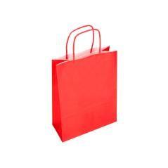 Bolsa papel q-connect celulosa rojo l con asa retorcida 320x400x14 mm pack 25 unidades