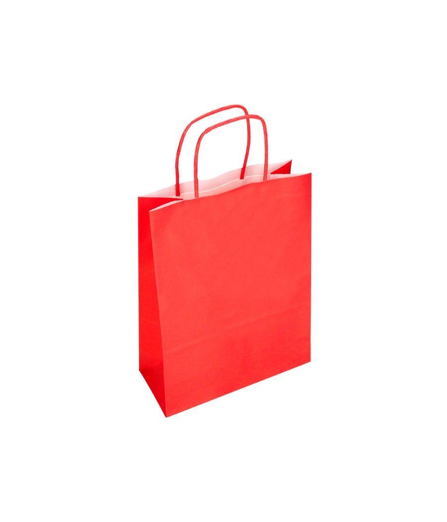 Bolsa papel q-connect celulosa rojo l con asa retorcida 320x400x14 mm pack 25 unidades