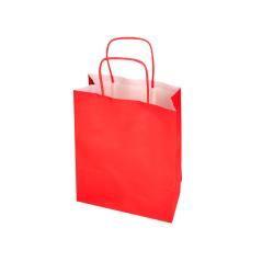 Bolsa papel q-connect celulosa rojo l con asa retorcida 320x400x14 mm pack 25 unidades