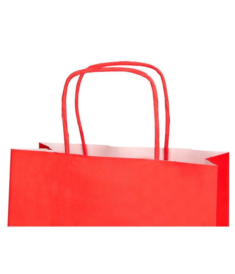 Bolsa papel q-connect celulosa rojo l con asa retorcida 320x400x14 mm pack 25 unidades