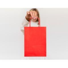 Bolsa papel q-connect celulosa rojo l con asa retorcida 320x400x14 mm pack 25 unidades