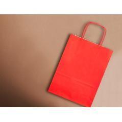 Bolsa papel q-connect celulosa rojo l con asa retorcida 320x400x14 mm pack 25 unidades