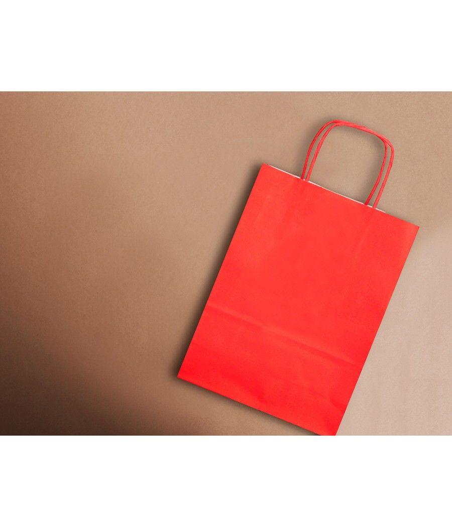 Bolsa papel q-connect celulosa rojo l con asa retorcida 320x400x14 mm pack 25 unidades