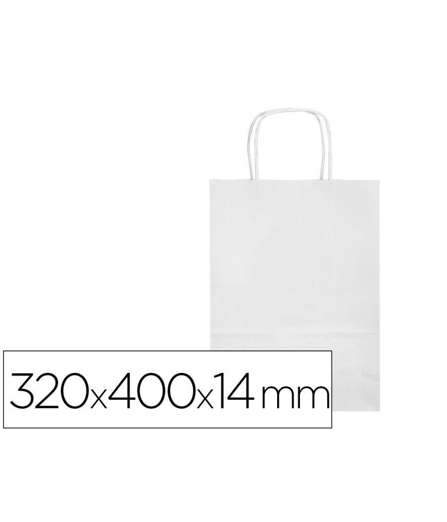 Bolsa papel q-connect celulosa blanco l con asa retorcida 320x400x14 mm pack 25 unidades