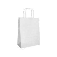 Bolsa papel q-connect celulosa blanco l con asa retorcida 320x400x14 mm pack 25 unidades