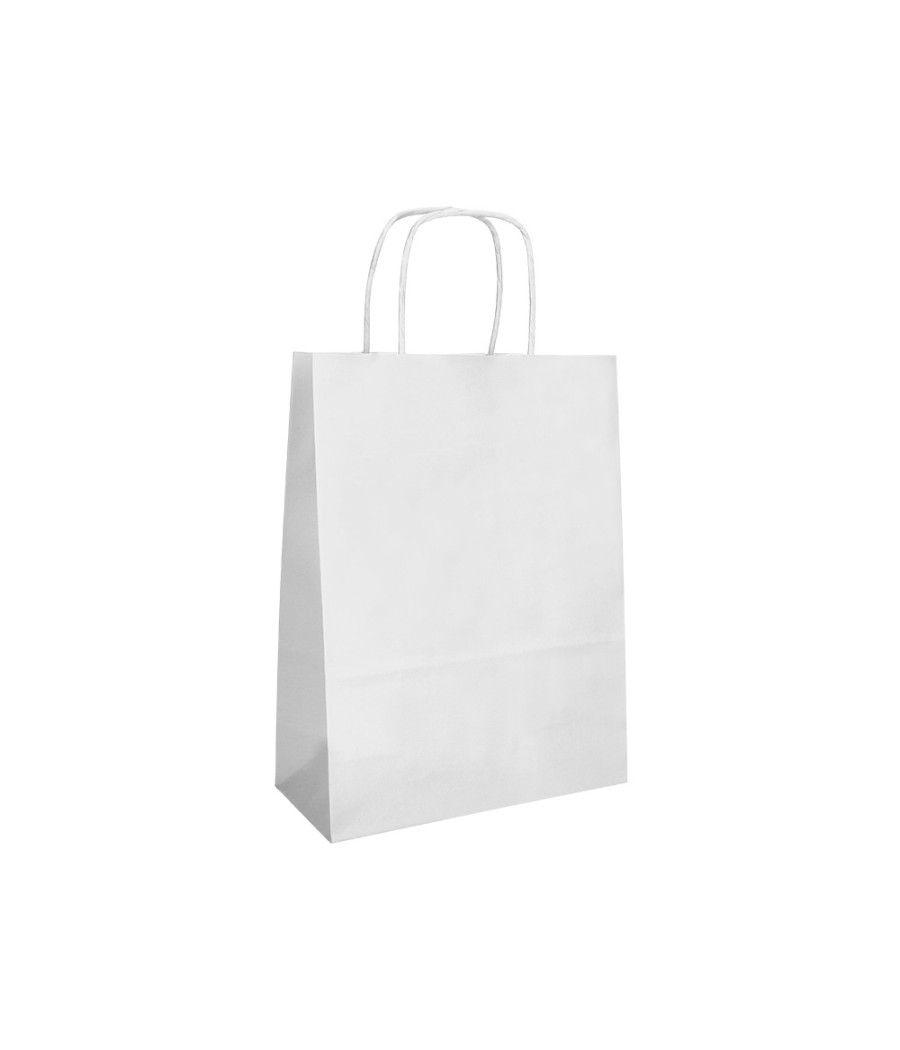 Bolsa papel q-connect celulosa blanco l con asa retorcida 320x400x14 mm pack 25 unidades