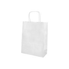 Bolsa papel q-connect celulosa blanco l con asa retorcida 320x400x14 mm pack 25 unidades