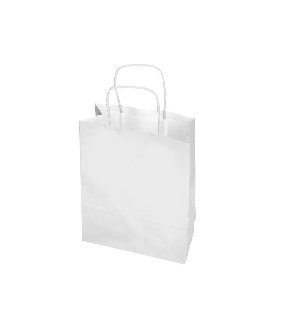 Bolsa papel q-connect celulosa blanco l con asa retorcida 320x400x14 mm pack 25 unidades