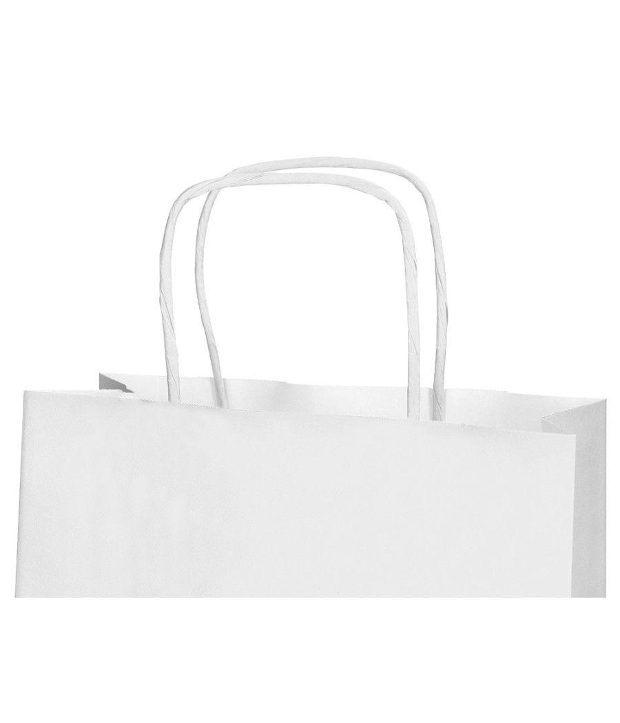 Bolsa papel q-connect celulosa blanco l con asa retorcida 320x400x14 mm pack 25 unidades