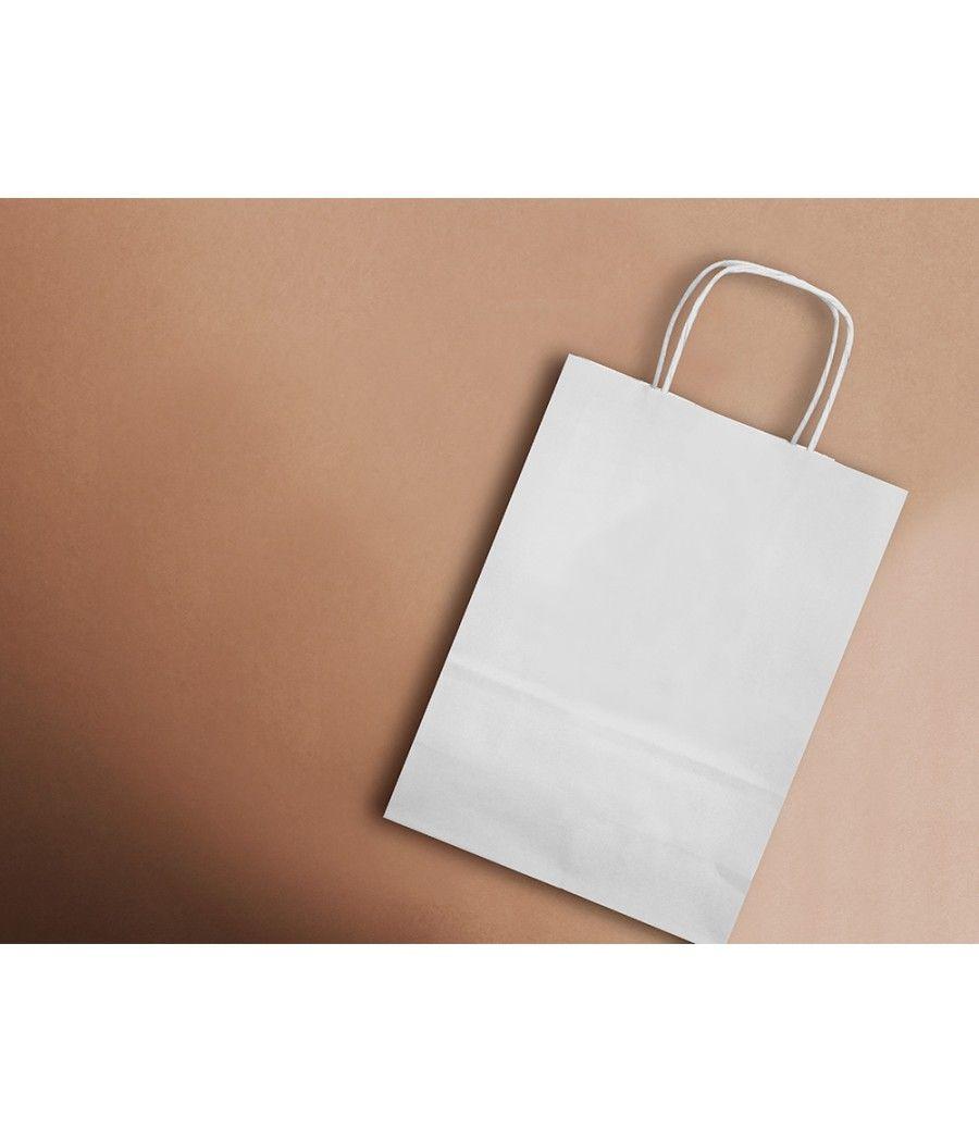 Bolsa papel q-connect celulosa blanco l con asa retorcida 320x400x14 mm pack 25 unidades