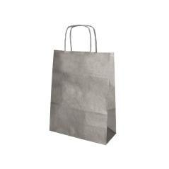 Bolsa papel q-connect kraft plata l con asa retorcida 320x400x14 mm pack 25 unidades