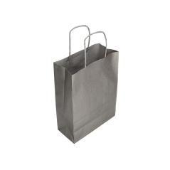 Bolsa papel q-connect kraft plata l con asa retorcida 320x400x14 mm pack 25 unidades