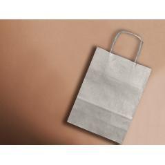 Bolsa papel q-connect kraft plata l con asa retorcida 320x400x14 mm pack 25 unidades