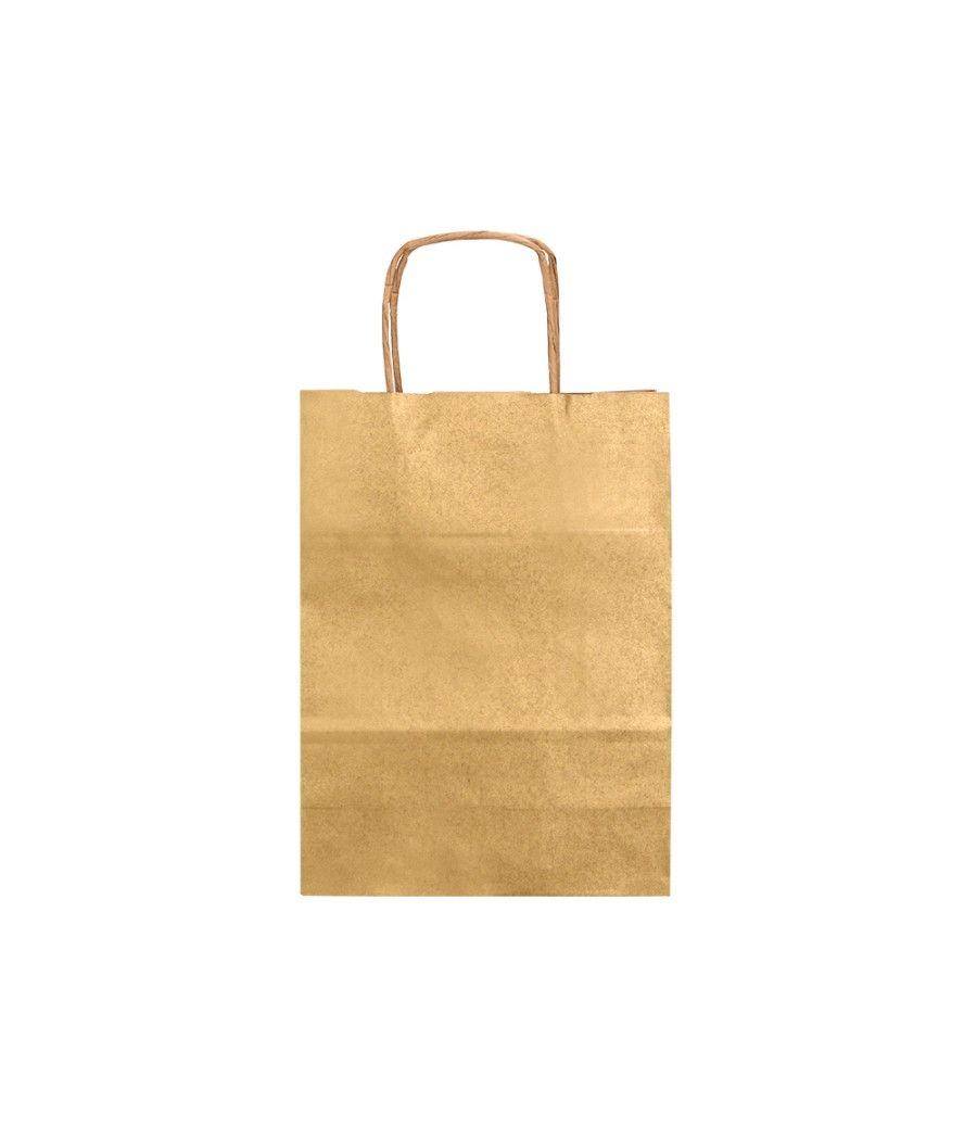 Bolsa papel q-connect kraft oro l con asa retorcida 320x400x14 mm pack 25 unidades