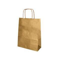 Bolsa papel q-connect kraft oro l con asa retorcida 320x400x14 mm pack 25 unidades