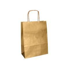 Bolsa papel q-connect kraft oro l con asa retorcida 320x400x14 mm pack 25 unidades