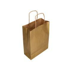 Bolsa papel q-connect kraft oro l con asa retorcida 320x400x14 mm pack 25 unidades