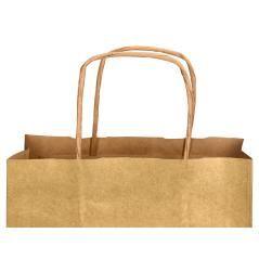 Bolsa papel q-connect kraft oro l con asa retorcida 320x400x14 mm pack 25 unidades