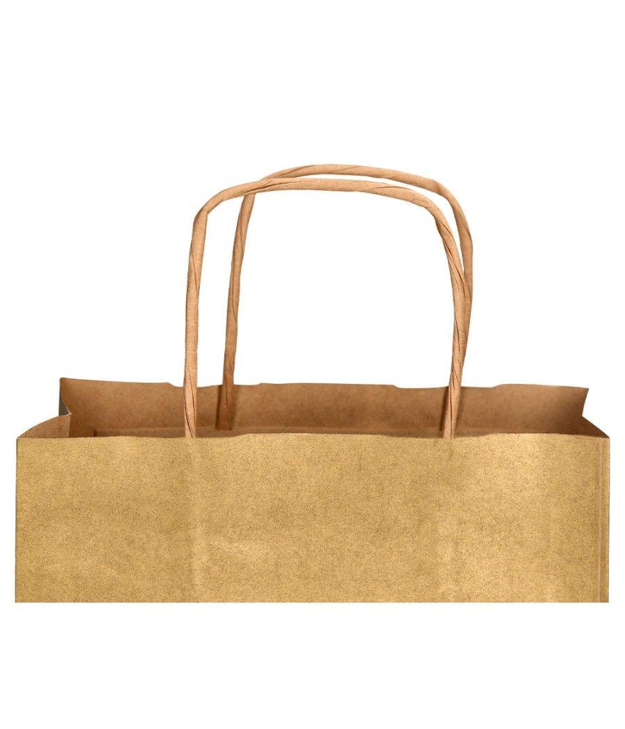 Bolsa papel q-connect kraft oro l con asa retorcida 320x400x14 mm pack 25 unidades