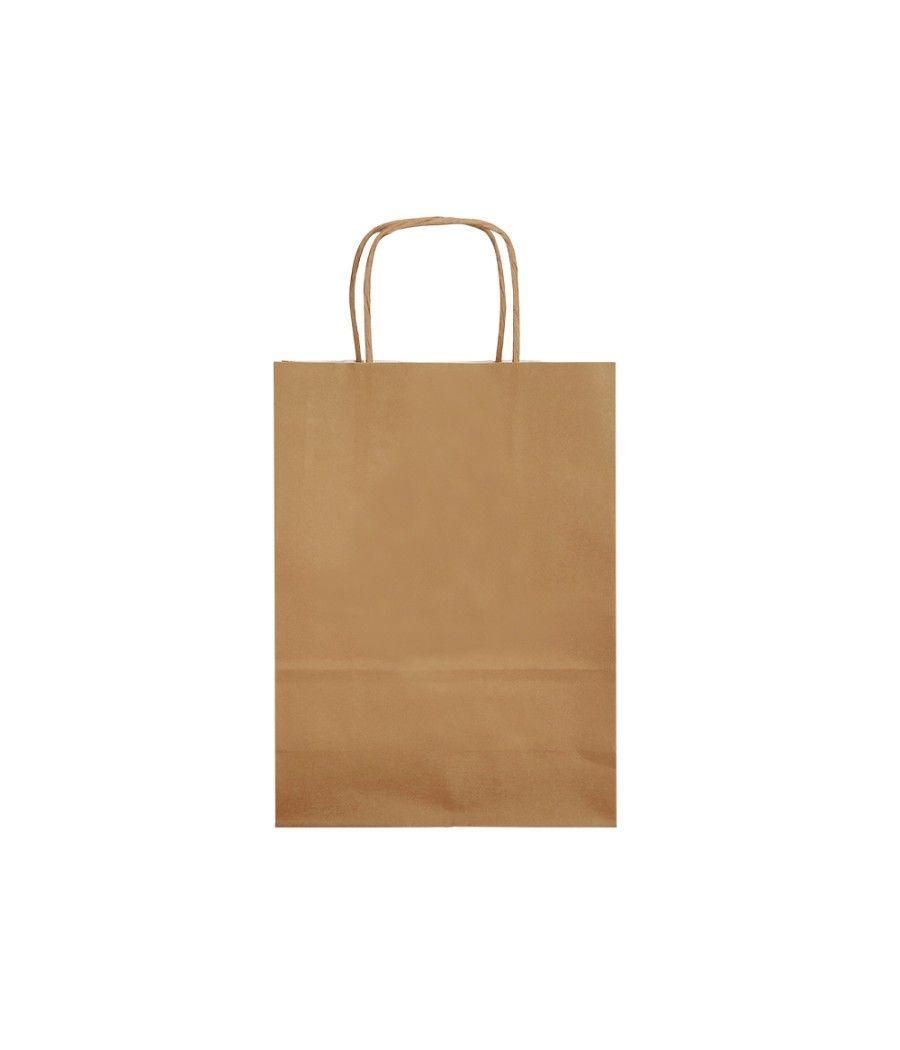 Bolsa papel q-connect celulosa natural liso l con asa retorcida 320x400x14 mm pack 25 unidades