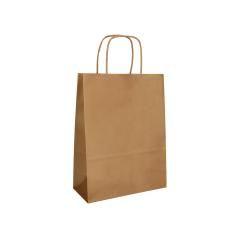 Bolsa papel q-connect celulosa natural liso l con asa retorcida 320x400x14 mm pack 25 unidades