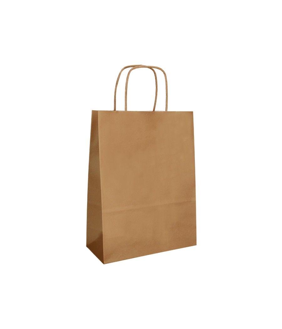 Bolsa papel q-connect celulosa natural liso l con asa retorcida 320x400x14 mm pack 25 unidades