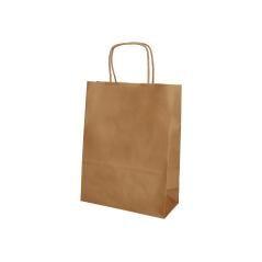 Bolsa papel q-connect celulosa natural liso l con asa retorcida 320x400x14 mm pack 25 unidades