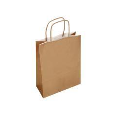 Bolsa papel q-connect celulosa natural liso l con asa retorcida 320x400x14 mm pack 25 unidades