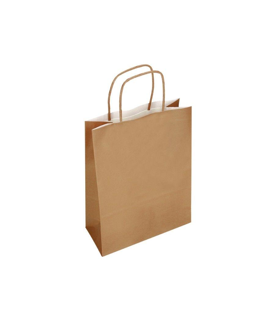 Bolsa papel q-connect celulosa natural liso l con asa retorcida 320x400x14 mm pack 25 unidades