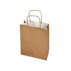 Bolsa papel q-connect celulosa natural liso l con asa retorcida 320x400x14 mm pack 25 unidades