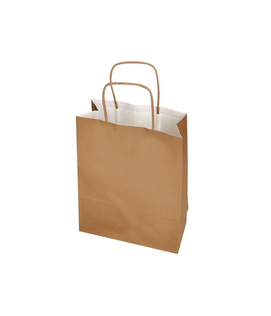 Bolsa papel q-connect celulosa natural liso l con asa retorcida 320x400x14 mm pack 25 unidades