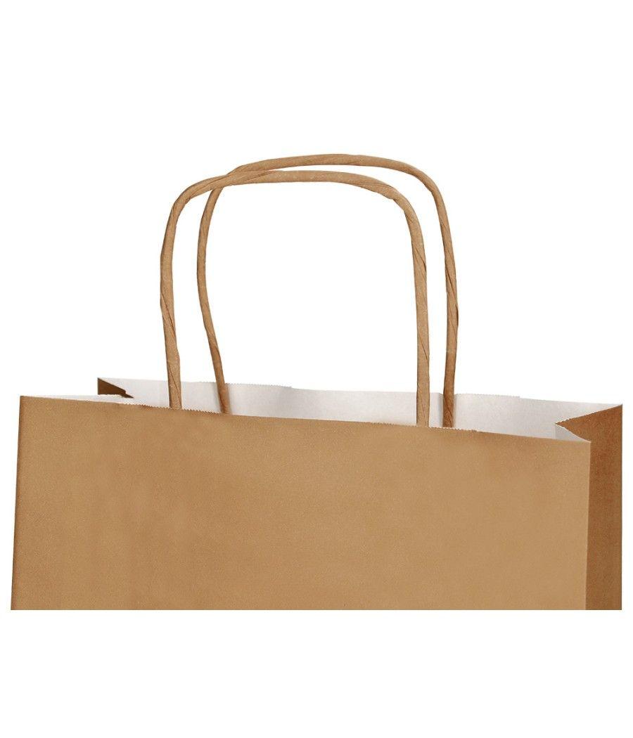 Bolsa papel q-connect celulosa natural liso l con asa retorcida 320x400x14 mm pack 25 unidades