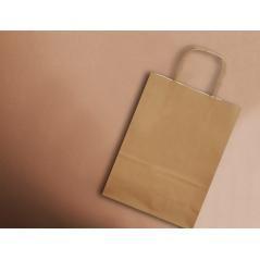 Bolsa papel q-connect celulosa natural liso l con asa retorcida 320x400x14 mm pack 25 unidades