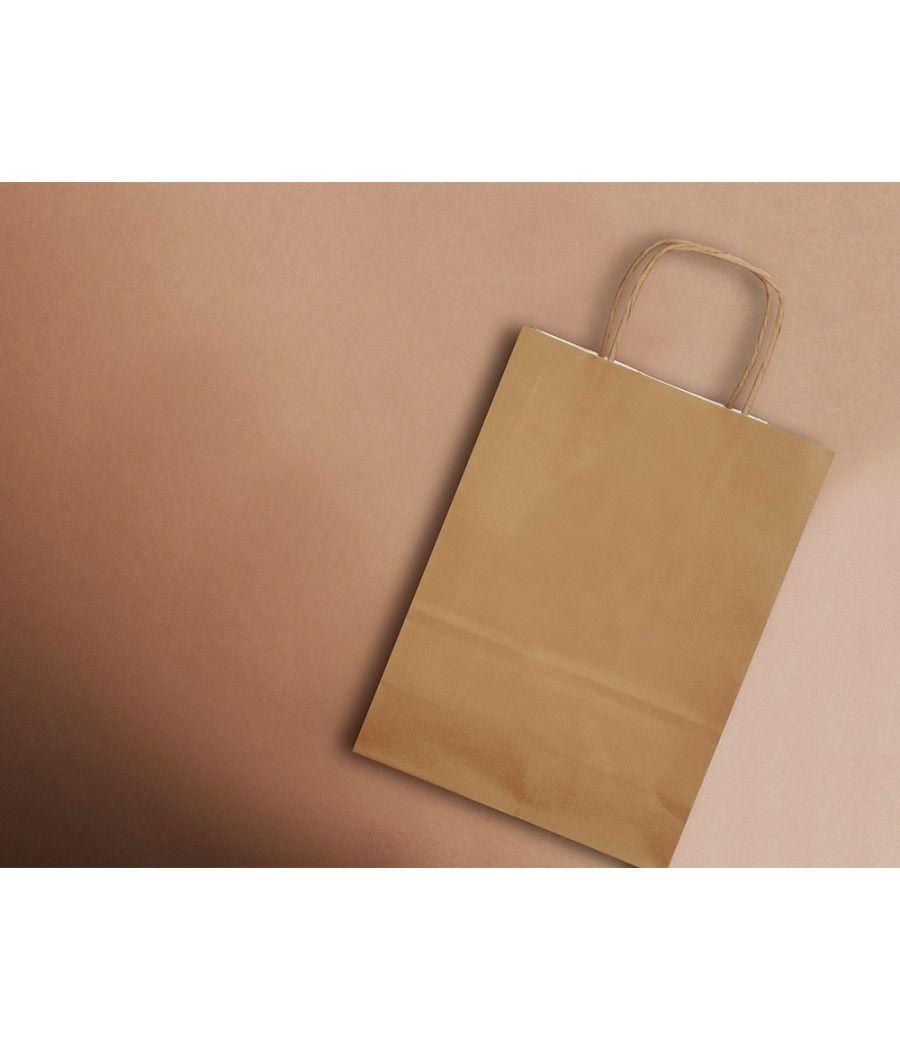 Bolsa papel q-connect celulosa natural liso l con asa retorcida 320x400x14 mm pack 25 unidades