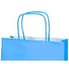 Bolsa papel q-connect celulosa celeste m con asa retorcida 270x370x12 mm pack 25 unidades