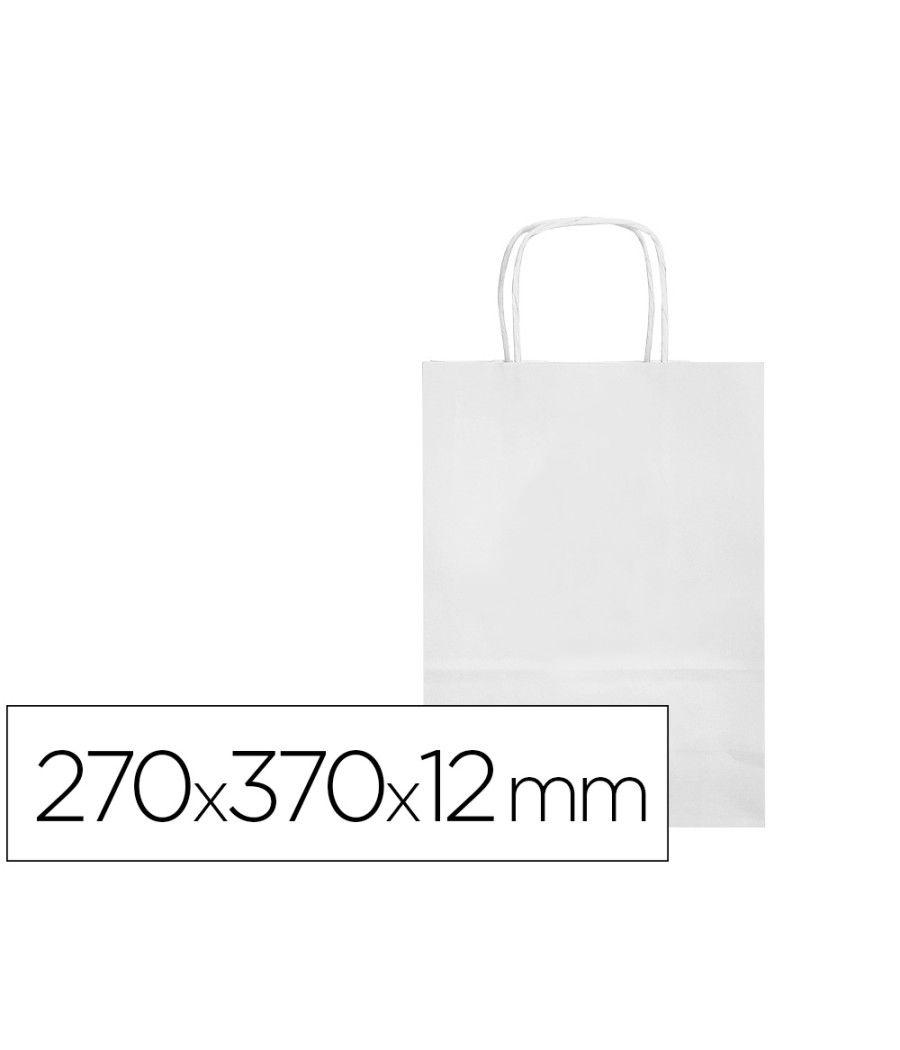 Bolsa papel q-connect celulosa blanco m con asa retorcida 270x370x12 mm pack 25 unidades