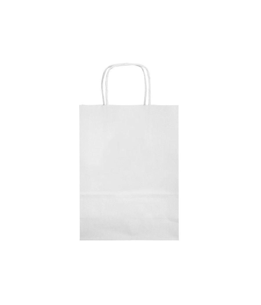 Bolsa papel q-connect celulosa blanco m con asa retorcida 270x370x12 mm pack 25 unidades