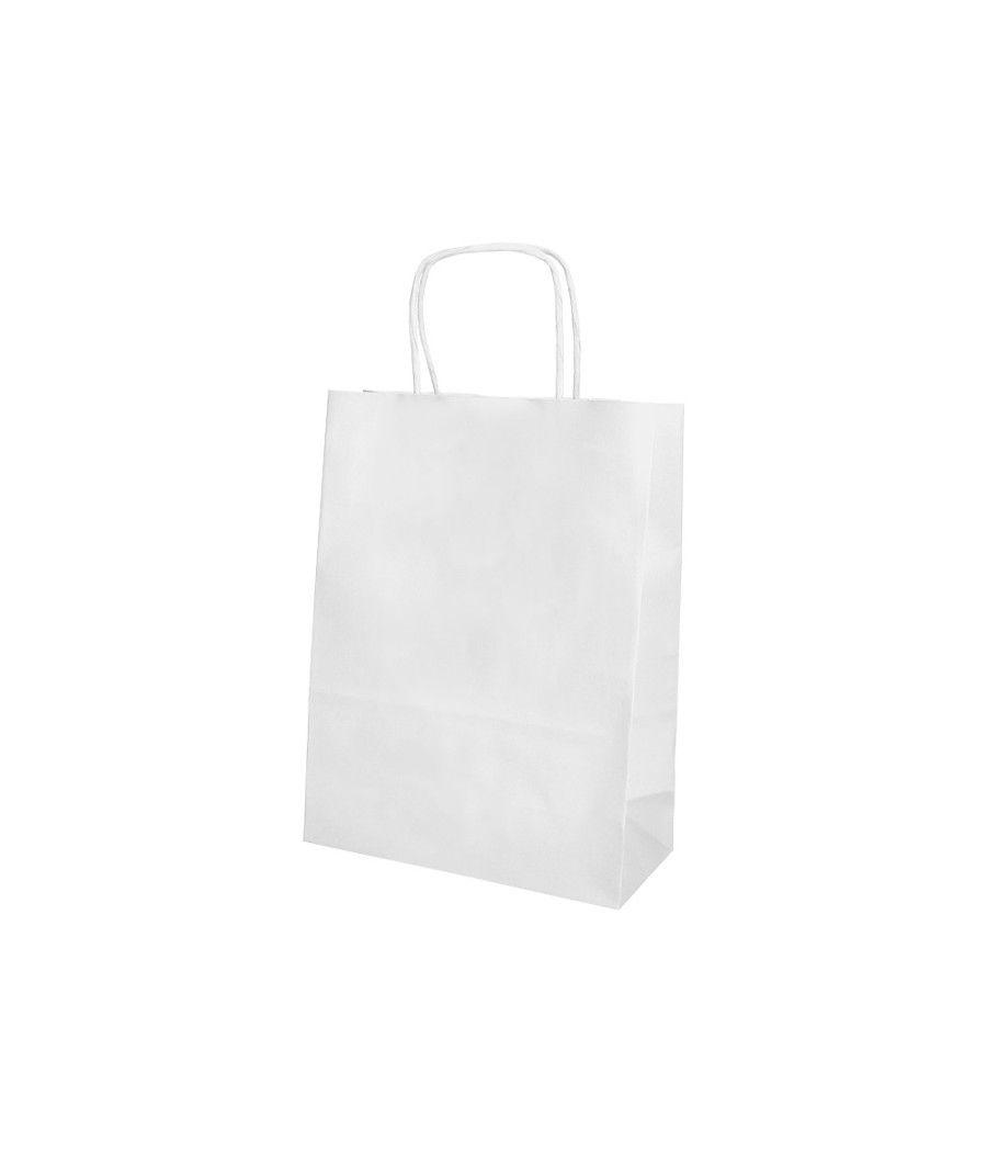 Bolsa papel q-connect celulosa blanco m con asa retorcida 270x370x12 mm pack 25 unidades