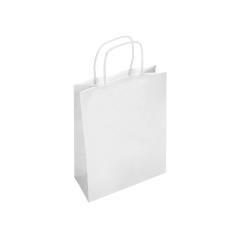 Bolsa papel q-connect celulosa blanco m con asa retorcida 270x370x12 mm pack 25 unidades