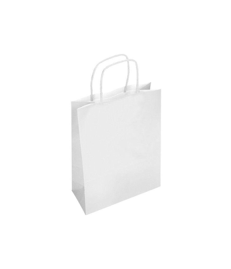 Bolsa papel q-connect celulosa blanco m con asa retorcida 270x370x12 mm pack 25 unidades