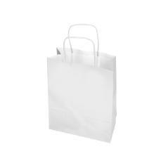 Bolsa papel q-connect celulosa blanco m con asa retorcida 270x370x12 mm pack 25 unidades